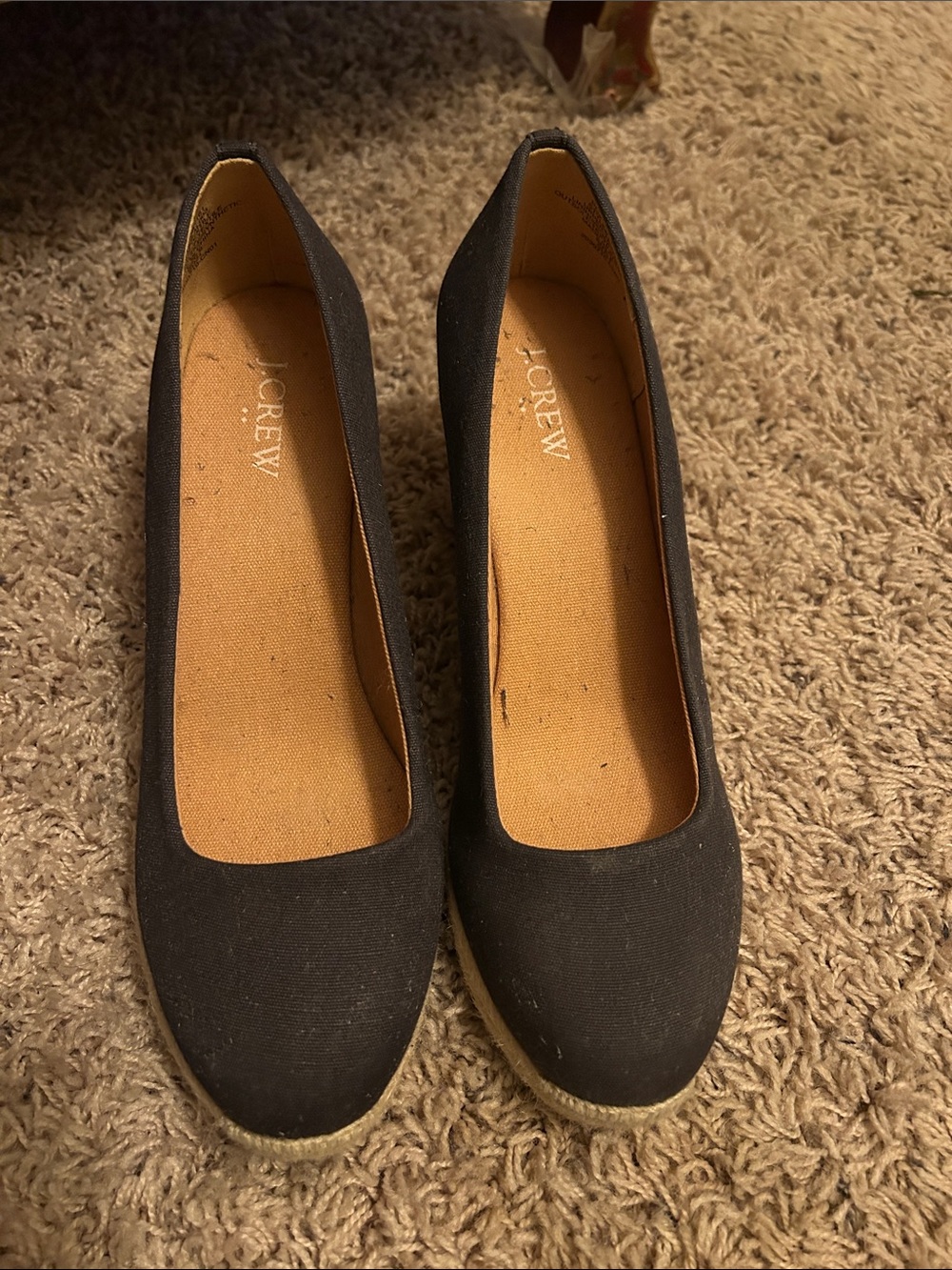 J. Crew Black Canvas Wedge Pumps